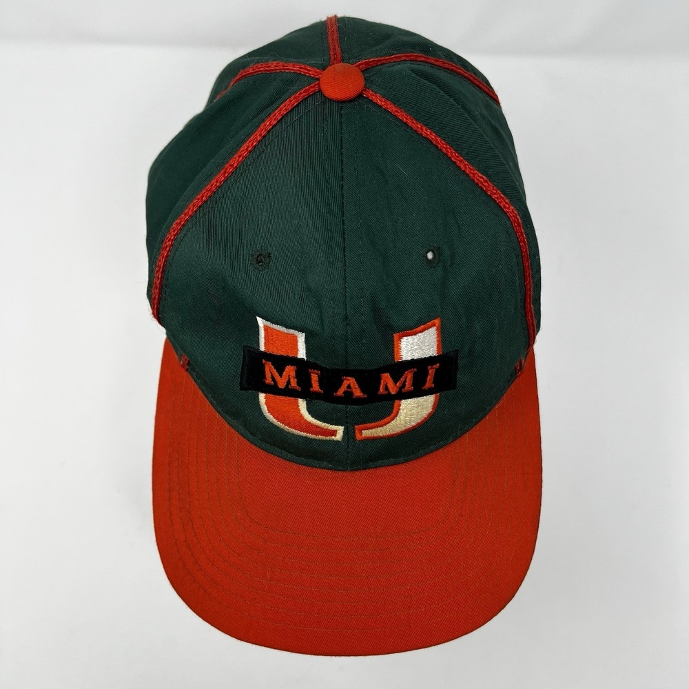 Vintage 90s Miami Hurricanes Hat Cap Snapback Embroidered NCAA Green‎ - Picture 6 of 8